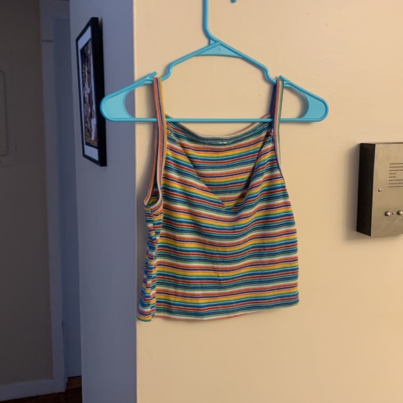 Unbranded Vintage Rainbow Striped Crop Tank Top Raver Shirt Women’s Size Small S - Picture 3 of 4